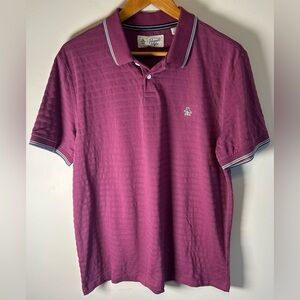 Original Penguin by Munsingwear Textured Polo Shirt Purple Johnny Collar Size L